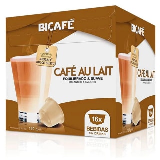 16 cápsulas Café con leche compatibles con Dulce Gusto por 1,50€