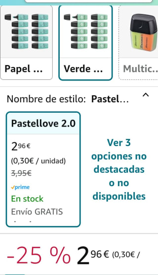 Pack de 10 Marcadores Stabilo Menta por 2,96€.