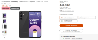 Smartphone 6.4" Samsung Galaxy S23 FE à 449,99€