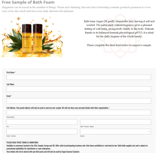 Muestra de espuma de baño Argan oil gratis