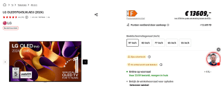 LG OLED97G45L 97-inch-oled-tv voor €13.609 bij de Mediamarkt