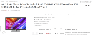 Asus ProArt PA24ACRV 24 inch monitor voor €238,19 bij redshell