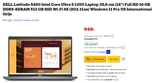 DELL Latitude 5450 Intel Core Ultra 5 135U Laptop 35,6 cm voor €949 bij Bol