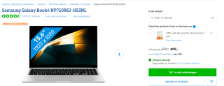 Samsung Galaxy Book4 (15.6", Intel® Core™ i5, 8GB, 512GB) voor €499 bij Coolblue