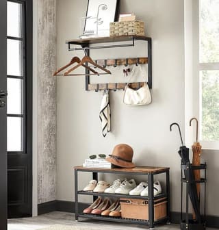 VASAGLE vintage wandkapstok met bankje met schoenenrek voor €55,99 dmv code bij Songmics