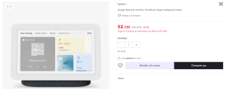 Google Nest Hub 2nd Gen. Pantalla de Hogar Inteligente por 52,72€ (cuenta nueva por 40,72€)