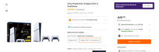 Sony PlayStation 5 Digital Slim + 2 Mandos DualSense por 449€