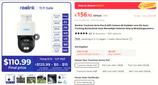 Reolink TrackMix PoE 4K Dual-Lens PTZ Camera voor €156,92 bij Aliexpress