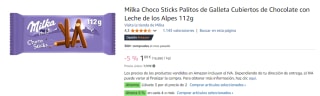 6 Paquetes de Milka Choco Sticks Palitos de Galleta Cubiertos de Chocolate con Leche de los Alpes 112g por 6.75€
