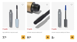 1+1 gratis op alle mascara bij de Hema