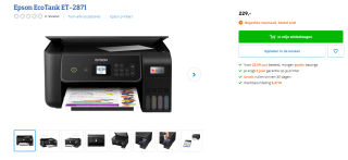 Epson EcoTank ET-2871 printer voor €229