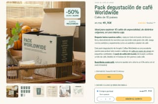 50% descuento Pack degustación de café Worldwide 1kg por 24,97€