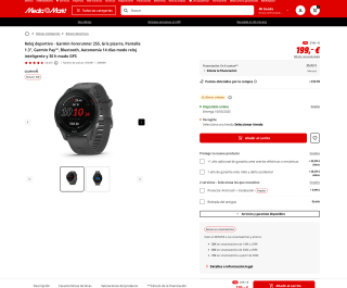 Garmin Forerunner 255 Gris pizarra 1.3" Garmin Pay Bluetooth, Autonomía 14 días modo reloj inteligente por 199€