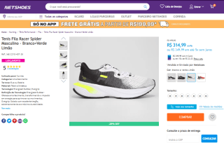 Tênis Masculino da Fila, modelo Racer Spider - R$ 314,99