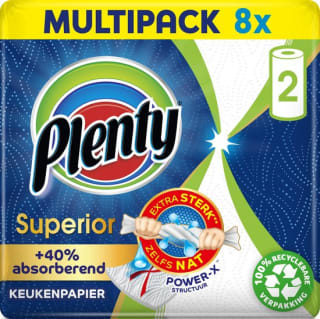 Plenty Superior keukenpapier - 8 x 2 rollen voor €15,99 bij Bol.com