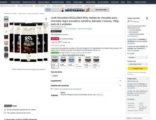 Pack 5 tabletas de chocolate Lindt EXCELLENCE 85% por solo 7,19€