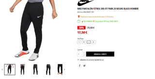 Nike Pantalón Fútbol Dri-FIT Park 20 por 17,50€
