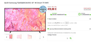 Televisión 43 pulgadas QLED Samsung TQ43Q60CAUXXC por 419€