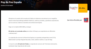 8% descuento entrada Puy Du Fou por tener tarjeta Euro 6000