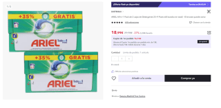 ARIEL Detergente All-in-1 Pods 68 lavados 2 x (25+9) por 18.99€ (Cuenta Nueva 11.4€)