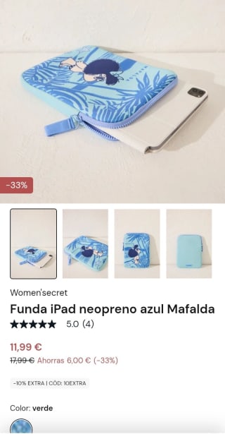 Funda iPad de neopreno Mafalda por 11,99€.