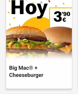 Big Mac+ Cheeseburger por 3,90€