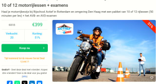 10-12 motorrijlessen + examens bij Rijschool Actief in Rotterdam en omgeving Den Haag voor €399 bij Social deal