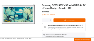 Samsung The Frame LS03FA 55" Wit, Zwart voor €1.149 bij Artelectronics