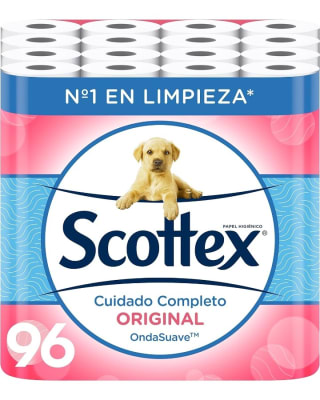 Scottex Papel Higiénico 96 rollos por 18,70€.