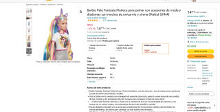 Muñeca Barbie Pelo fantasía con accesorios de moda y diademas a solo 14,99€
