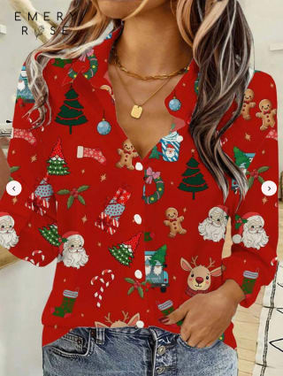 Blusa EMERY ROSE con estampado de Papa Noel por 5,77€