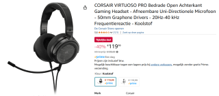 Corsair Virtuoso Pro open back gaming headset voor €119,99 bij Amazon