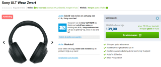 Sony ULT Wear koptelefoon voor €139 bij Belsimpel