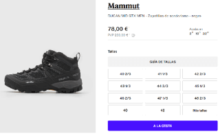 Botas de Montaña Mammut DUCAN MID GTX por 78€