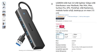 UGREEN USB Hub 3.0 USB Splitter voor €7,97 bij Amazon