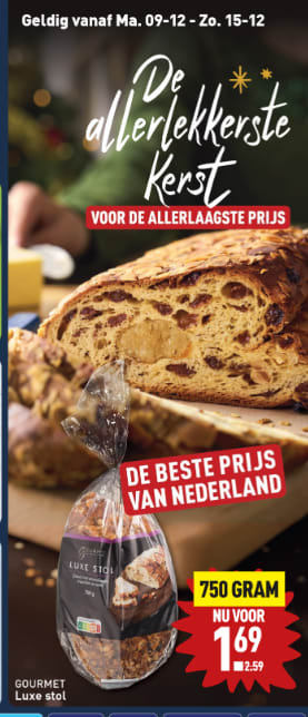 Luxe Stol 750gram voor €1,69 bij de Aldi