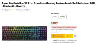 Razer Deathstalker V2 Pro - Draadloos Gaming Toetsenbord - voor €155,90 bij Bol