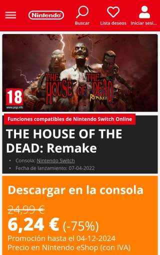 The House of the Dead Nintendo Switch por 6,24€.