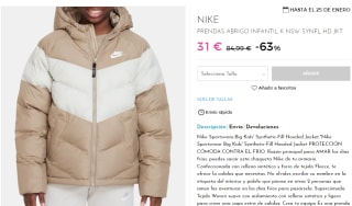 Abrigo Nike K Nsw Synfl infantil por 31€