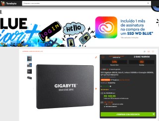 Memória SSD da Gigabyte de 480GB - R$ 169,90