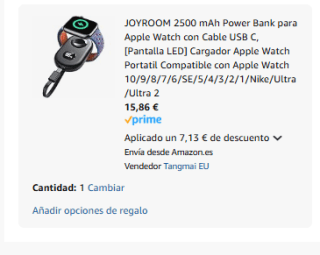 Power Bank 2500 mAh para Apple Watch con Cable USB C por 15,86€