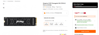 Kingston FURY Renegade SSD 2TB M.2 PCIe 4.0 NVMe por 129,95€