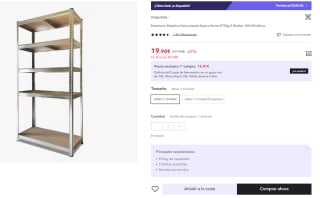 Estantería Metálica Galvanizada Nyana Home 875kg 5 Baldas 180x90x40cm por 11.94€