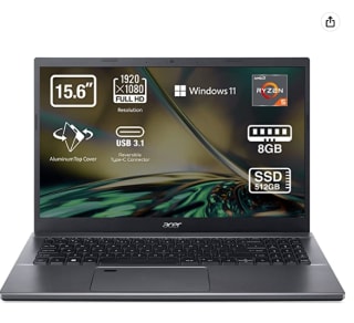 Acer Aspire 5 A515-47 - Ordenador Portátil de 15.6” Full HD (AMD Ryzen 5 5625U, 8GB RAM, 512GB SSD, AMD Radeon Graphics, Windows 11) por 549€