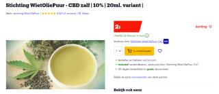 Stichting WietOliePuur - CBD zalf 10% 20ml. voor €2 bij Bol.com
