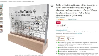 Tabla periódica acrílica con elementos reales por 39.03€