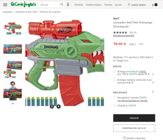 Lanzador Nerf Rex Rampage DinoSquad por 14,99€