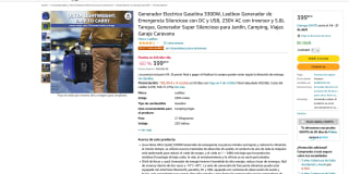 Generador Electrico Gasolina 3300W por 399,99€