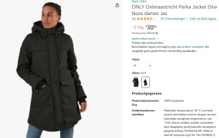 Only Onlmaastricht Parka Dames Jas voor €30 bij Amazon