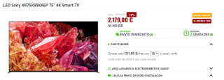 Televisor Sony Bravia XR-75X95KAEP 75" Mini LED UltraHD 4K HDR 10 por 2179€